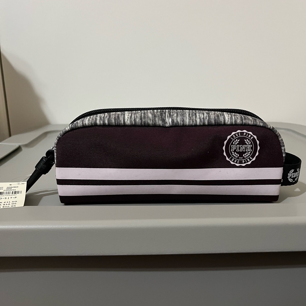 PINK Victoria's Secret Maroon Pencil Case